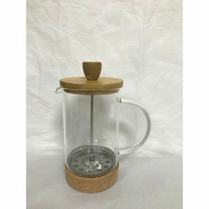 French Press DKD Home Decor, transparentes, natürliches Bambus-Borosilikatglas, 600 ml, 16 x 9 x 18,5 cm