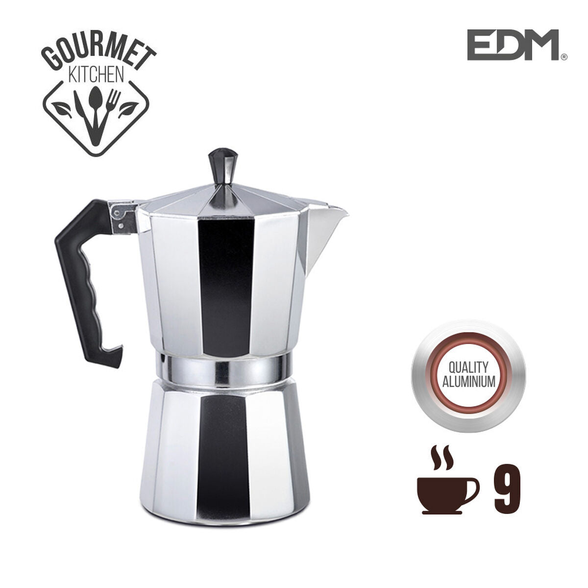 Italian Coffee Pot EDM   Aluminium 9 Cups