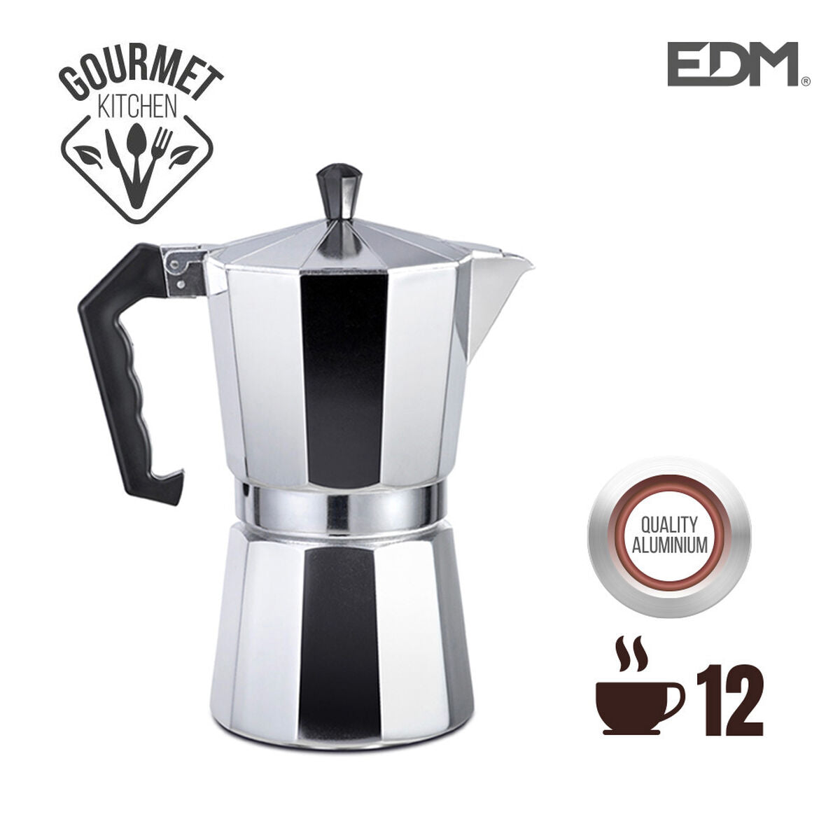 Italian Coffee Pot EDM Aluminium 12 Cups