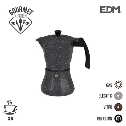 Italian Coffee Pot EDM Black Aluminium 6 Cups Induction