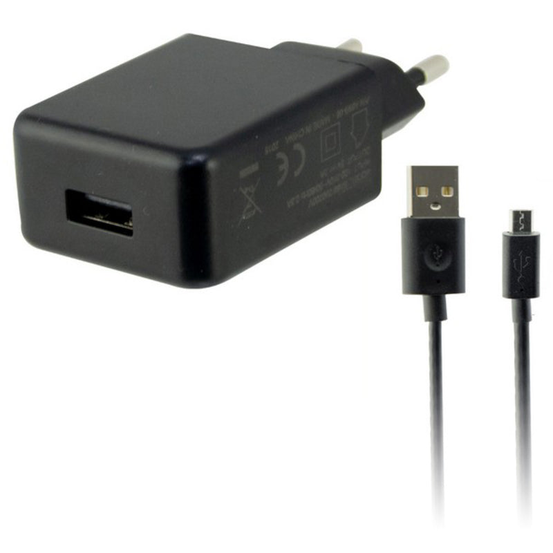 Ladegerät + Micro-USB-Kabel KSIX USB 2A Schwarz