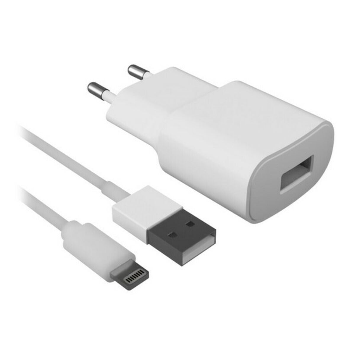 Wandladegerät + Lightning-Kabel MFI Contact Apple-kompatibel 2,1 A Weiß