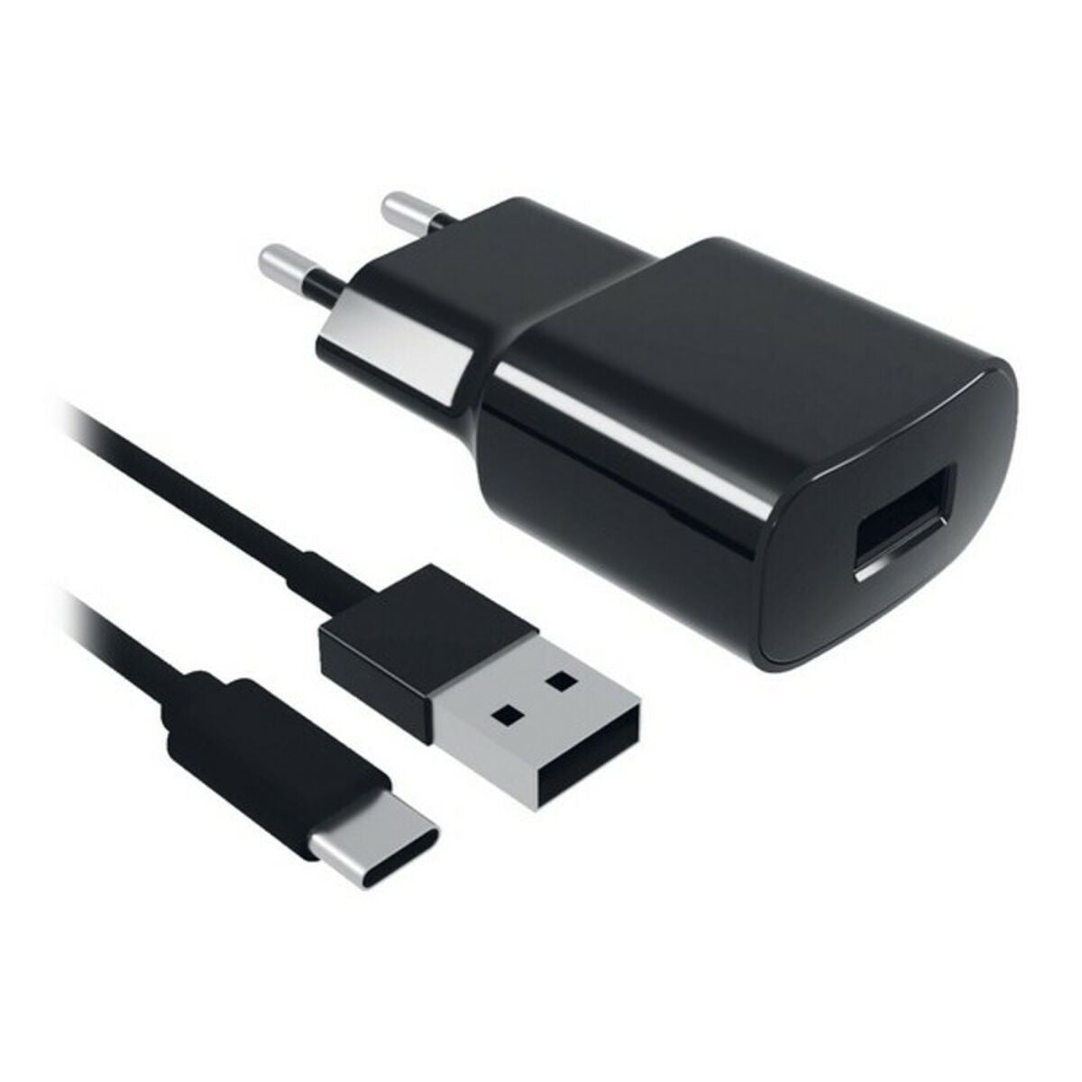 Wandladegerät + USB-C-Kabel Contact 8427542980744 2A Schwarz