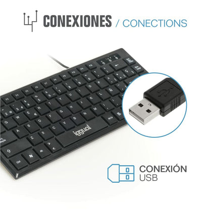 Keyboard iggual Teclado USB compacto TKL Slim TKL-USB negro Black