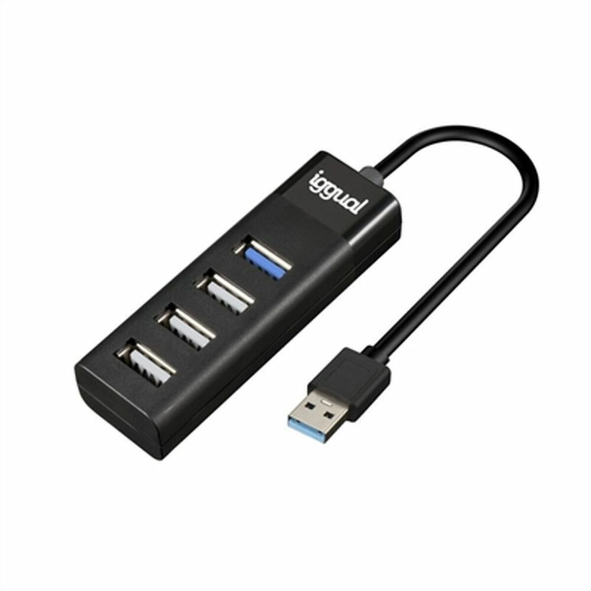 4-Port-USB-Hub iggual IGG317686 Schwarz