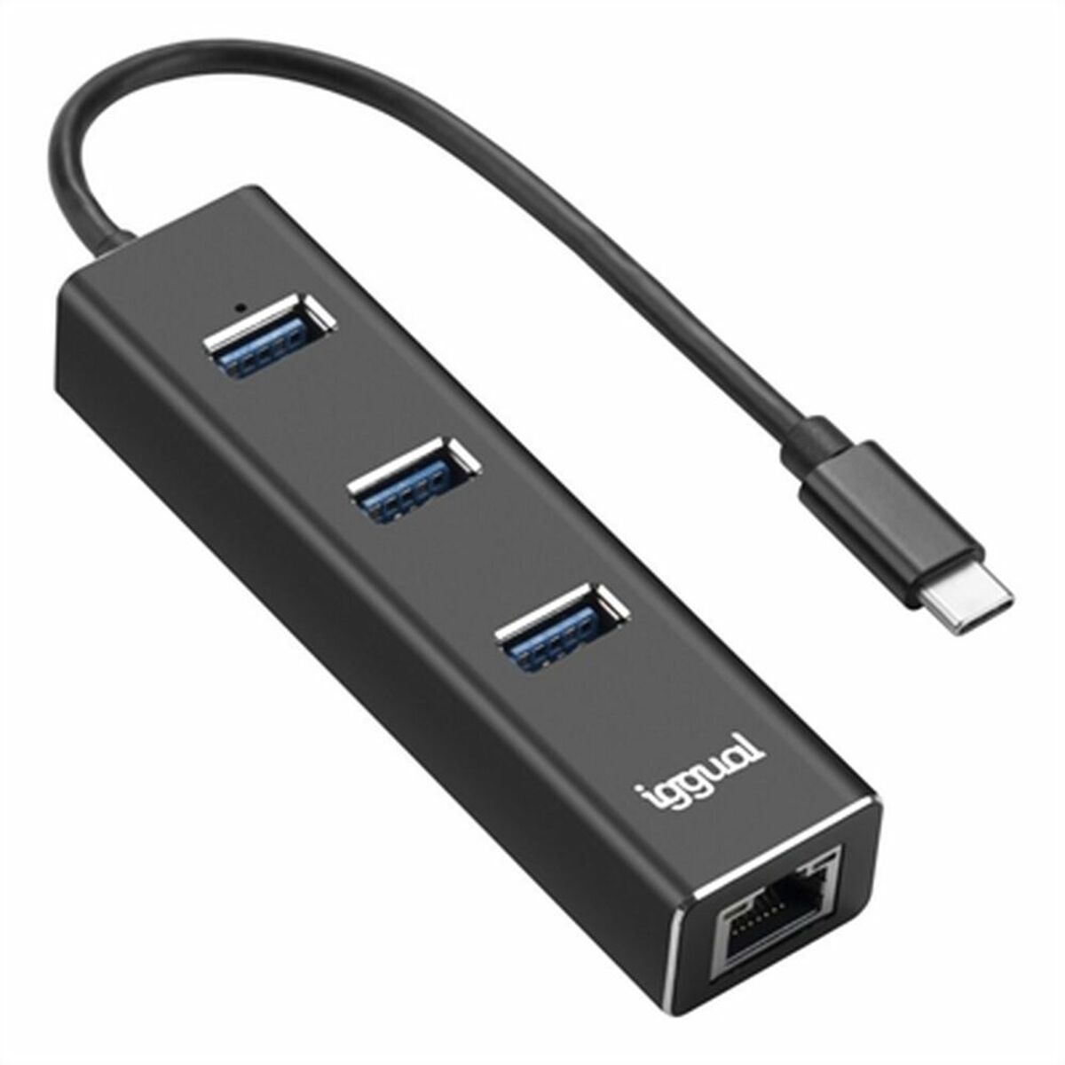 3-Port-USB-Hub iggual IGG317709 Schwarz