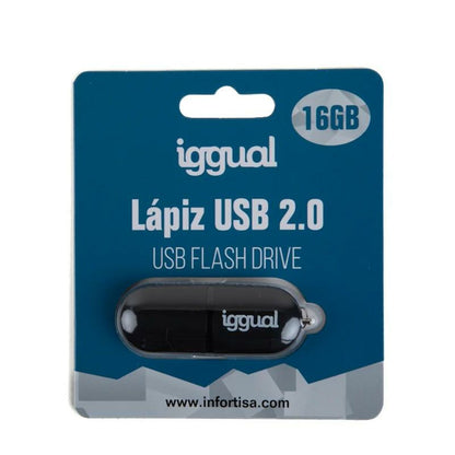 USB-Stick iggual IGG318492 Schwarz USB 2.0 x 1