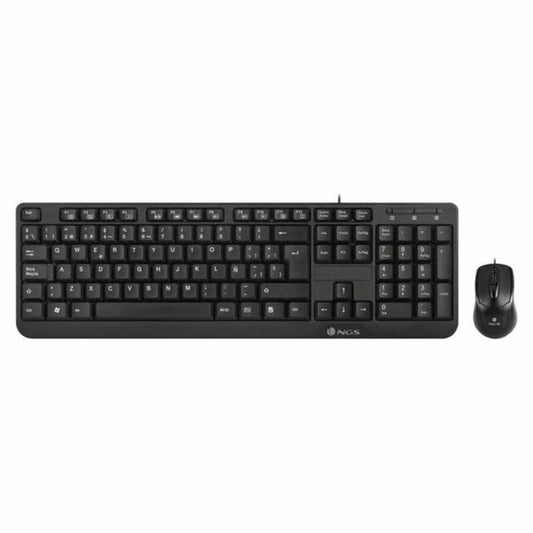 Teclado y Ratón NGS Cocoa Kit (2 pcs) Negro Qwerty Español