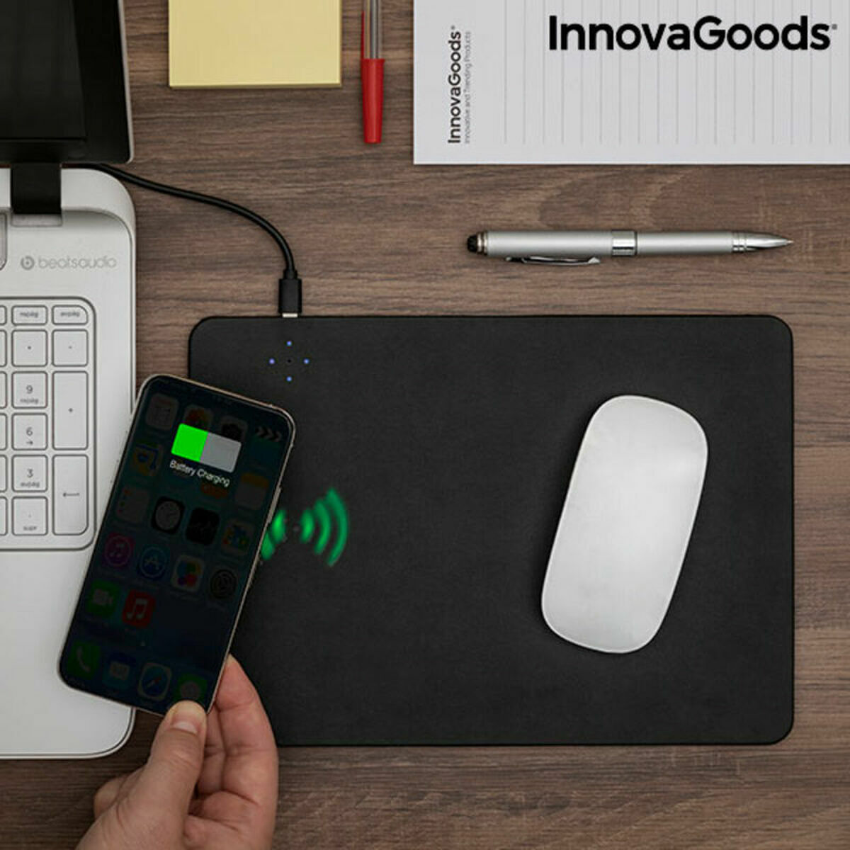 Tapis de Souris avec Chargeur Sans Fil 2 sur 1 InnovaGoods Padwer (Reconditionné A)