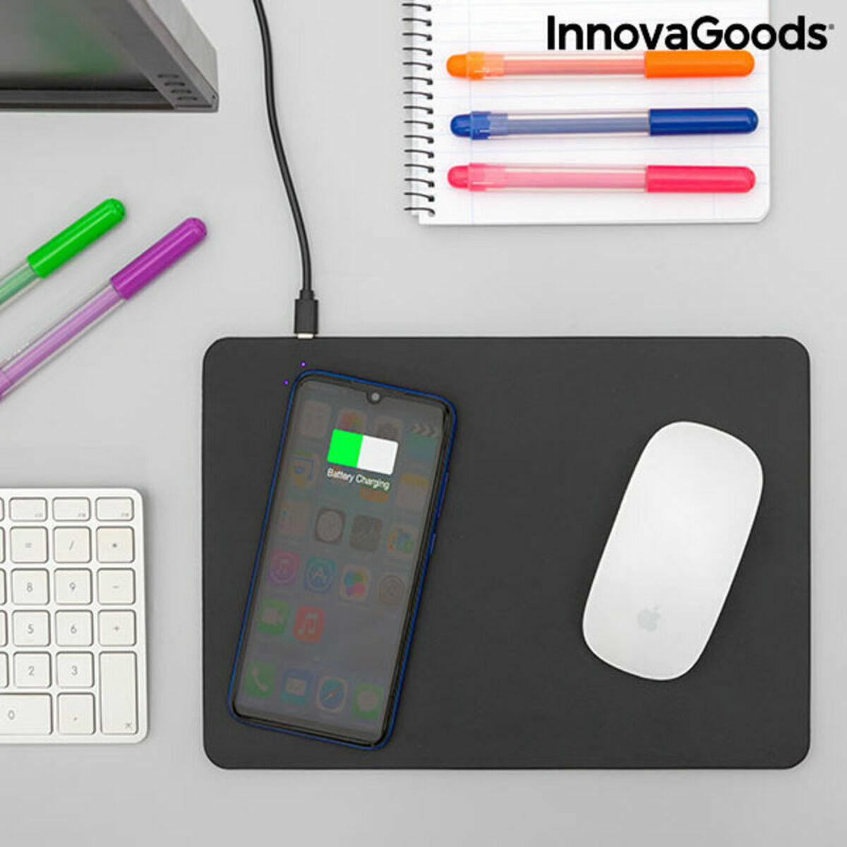 2-in-1 Mouse Mat with Wireless Charging InnovaGoods Padwer (Refurbished A)