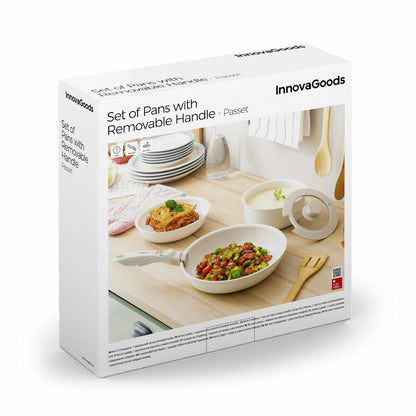 Set de Sartenes con Mango Extraíble y Tapa Passet InnovaGoods 5 Piezas