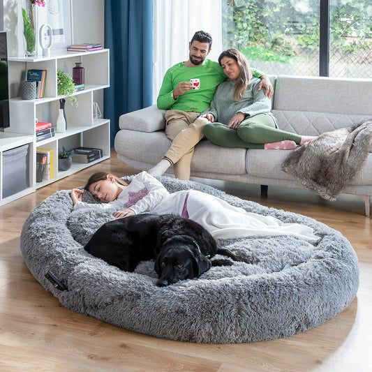 InnovaGood® Cloft lit pour chien, grand lit pour chien, tissu polyester, lit anti-stress pour chien de taille moyenne, détente e