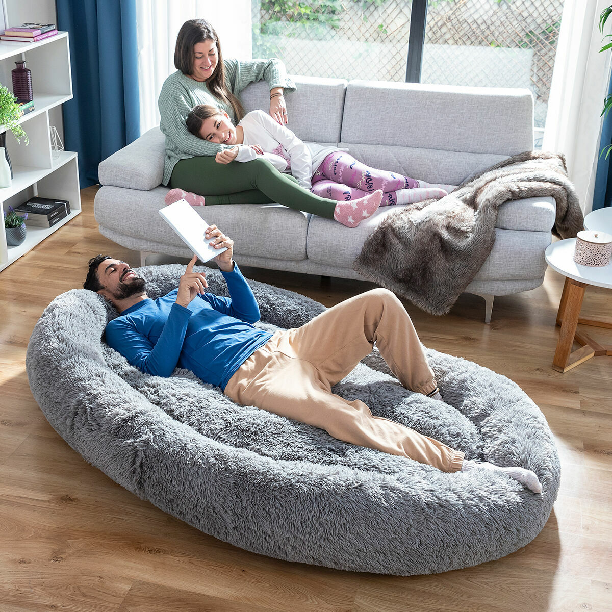 InnovaGood® Cloft lit pour chien, grand lit pour chien, tissu polyester, lit anti-stress pour chien de taille moyenne, détente e