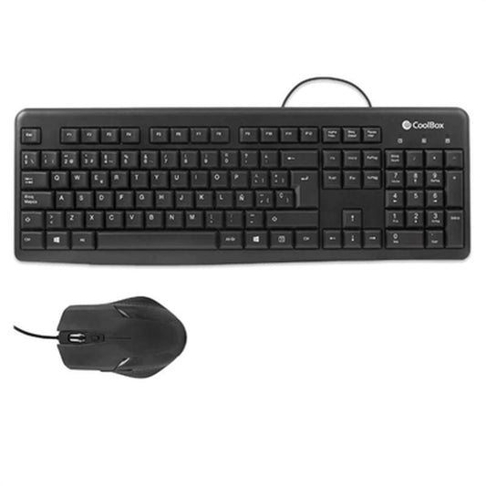 Tastatur und Maus CoolBox COO-KTR-01U Spanisch Qwerty Schwarz