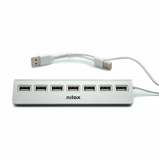 Nilox NXHU7ALU2 USB-Hub Schwarz Grau