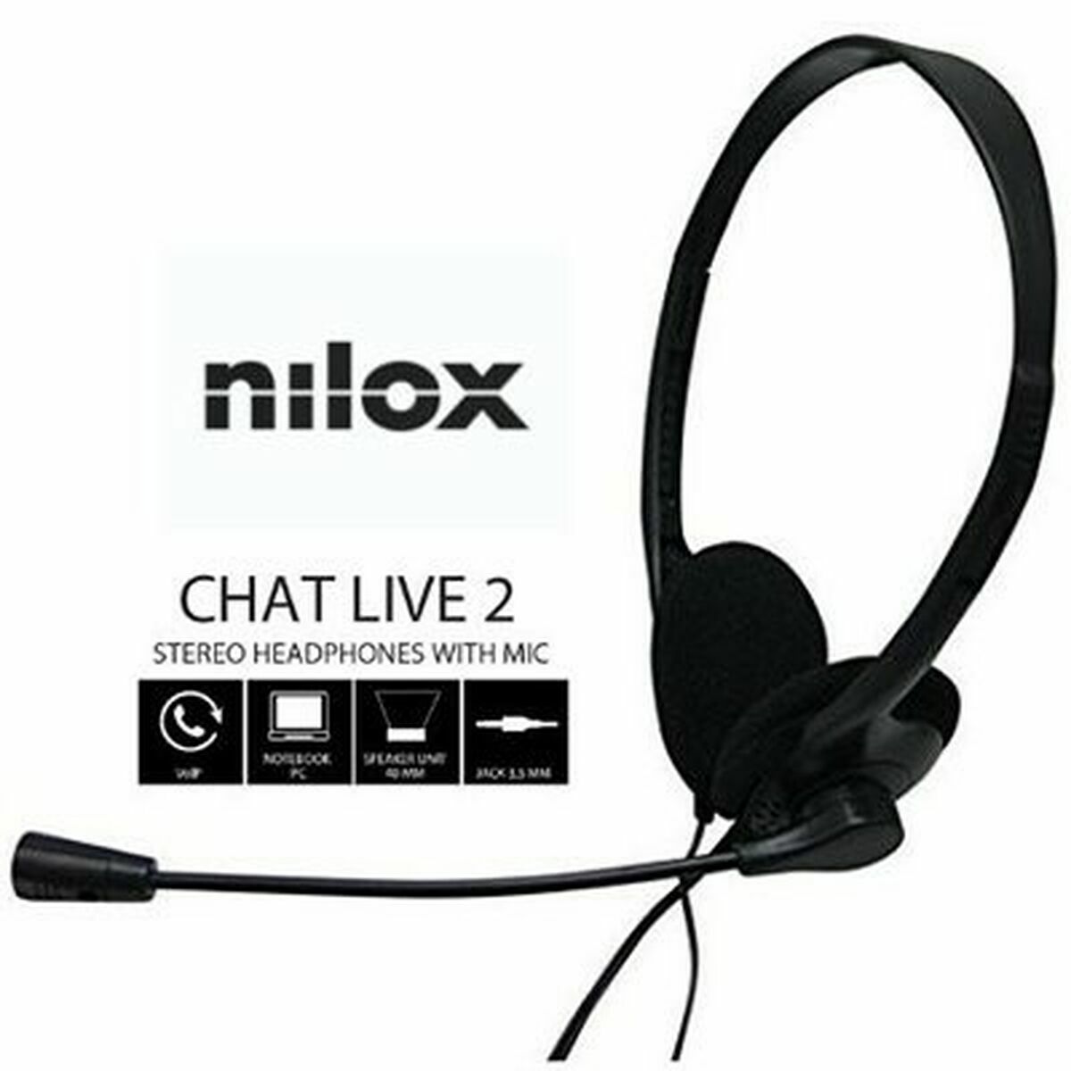 Headsets mit Mikrofon Nilox NXCM0000004 Schwarz