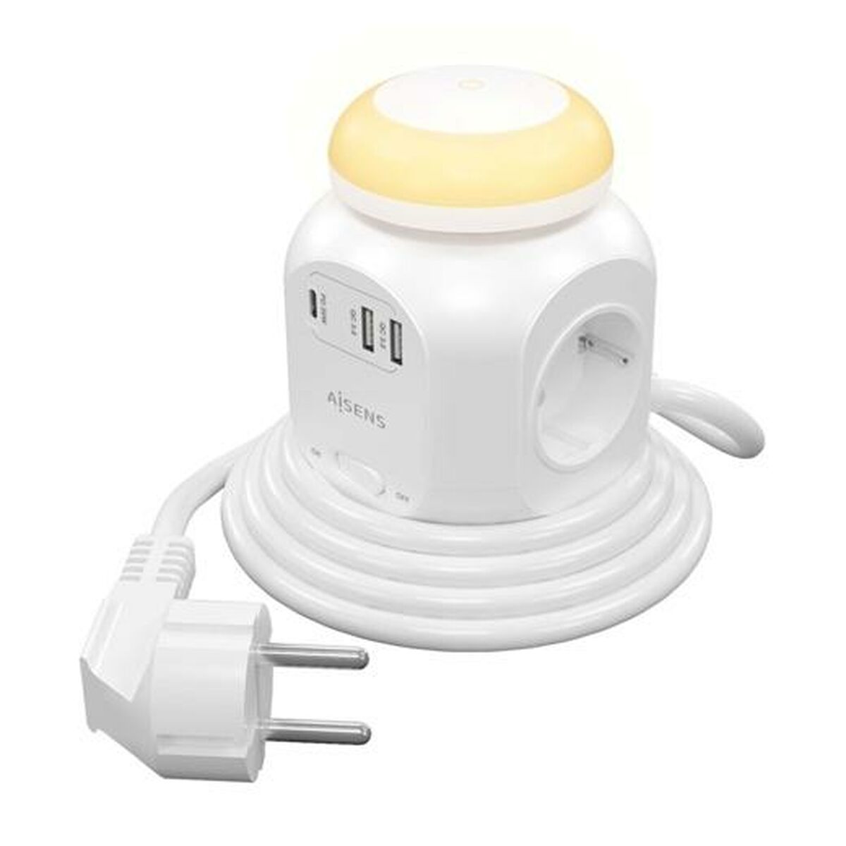 Rallonge 4 prises Schuko avec interrupteur Aisens ASPS-2A1CLPQ02-W 4000 W 16 A 1,8 m 24 Pièces