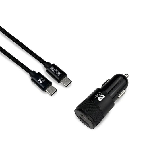 Universelles USB-Autoladegerät + USB-C-Kabel Subblim Cargador Ultra Rapido Coche 2xUSB PD18W+QC3.0 + Kabel C auf C Schwarz
