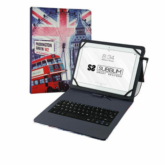 Subblim Tablet- und Tastatur-Abdeckung, Funda con Teclado Micro USB – USB C KEYTAB USB 10,1 Zoll, England, Spanisch, Qwerty