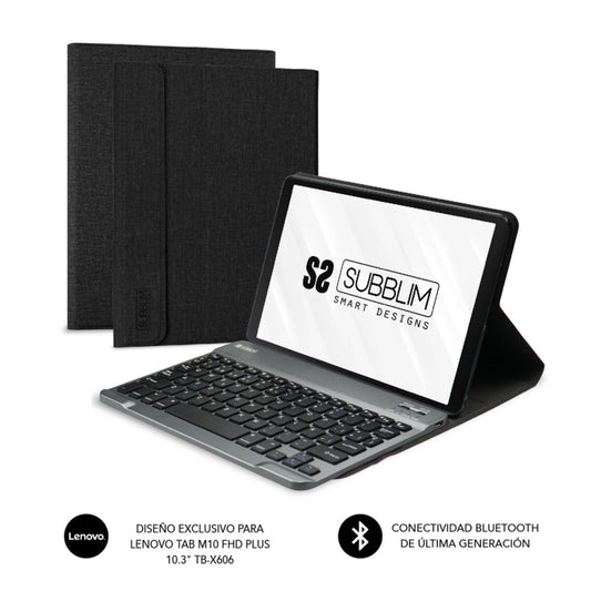 Subblim KEYTAB PRO Tablet- und Tastaturabdeckung Schwarz Spanisch Qwerty QWERTY