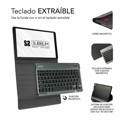 Case for Tablet and Keyboard Subblim Tab M10 Plus 3a Gen Black Spanish Qwerty QWERTY 10,6"