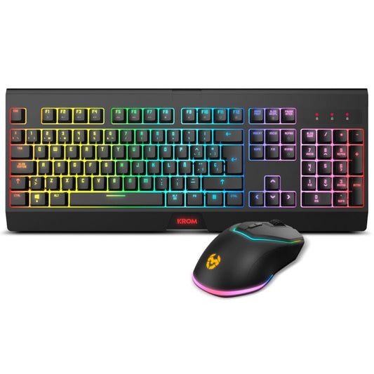 Teclado Krom NXKROMKBLSP Negro Multicolor Qwerty Español QWERTY