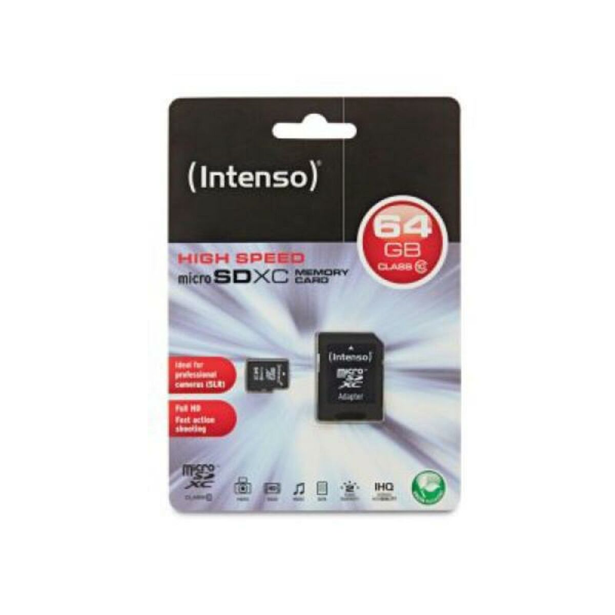 Micro-SD-Speicherkarte mit Adapter INTENSO 3413490 64 GB Kurs 10