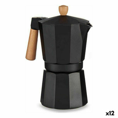 Cafetera Italiana Madera Aluminio 450 ml (12 Unidades)