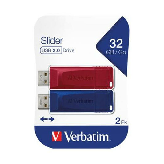Pendrive Verbatim Slider 2 Stück Mehrfarbig 32 GB