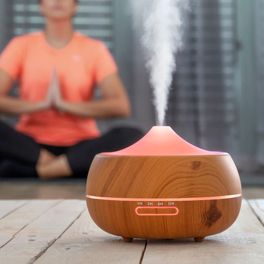 Humidificateur à Diffuseur d'Arômes avec LED Multicolore Wooden-Effect InnovaGoods