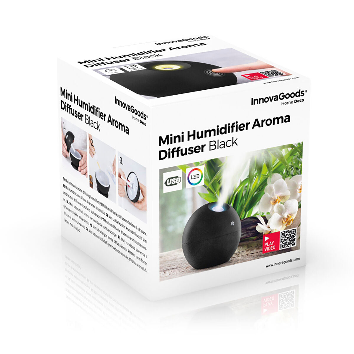 Mini-Aroma-Diffusor-Luftbefeuchter Black InnovaGoods 