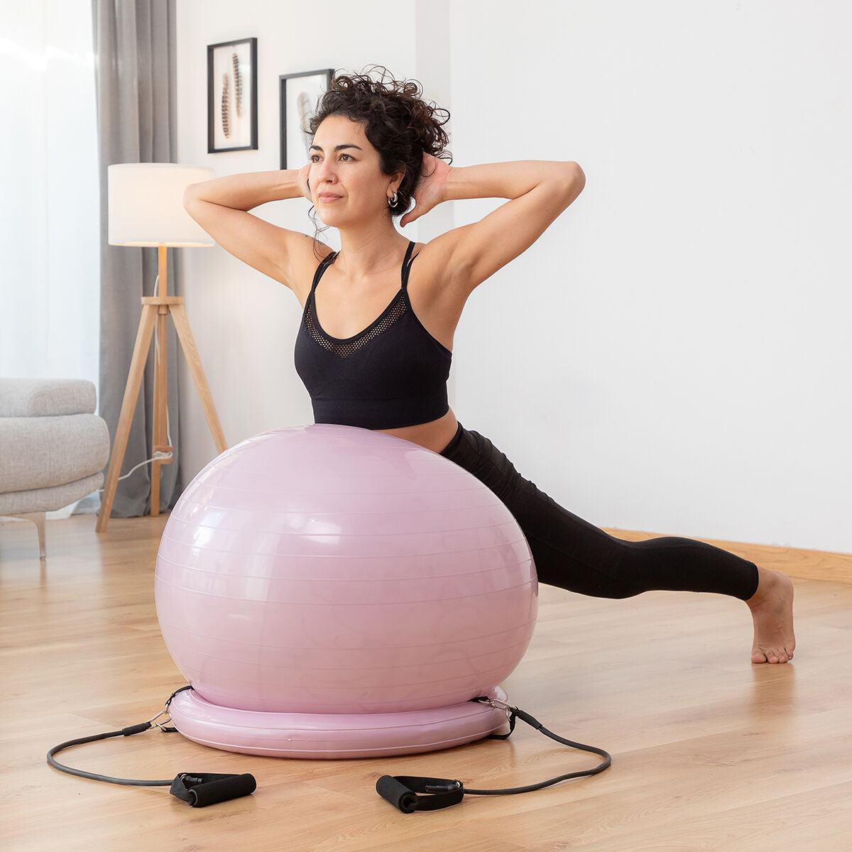 Yogaball mit Stabilitätsring und Widerstandsbändern Ashtanball InnovaGoods 