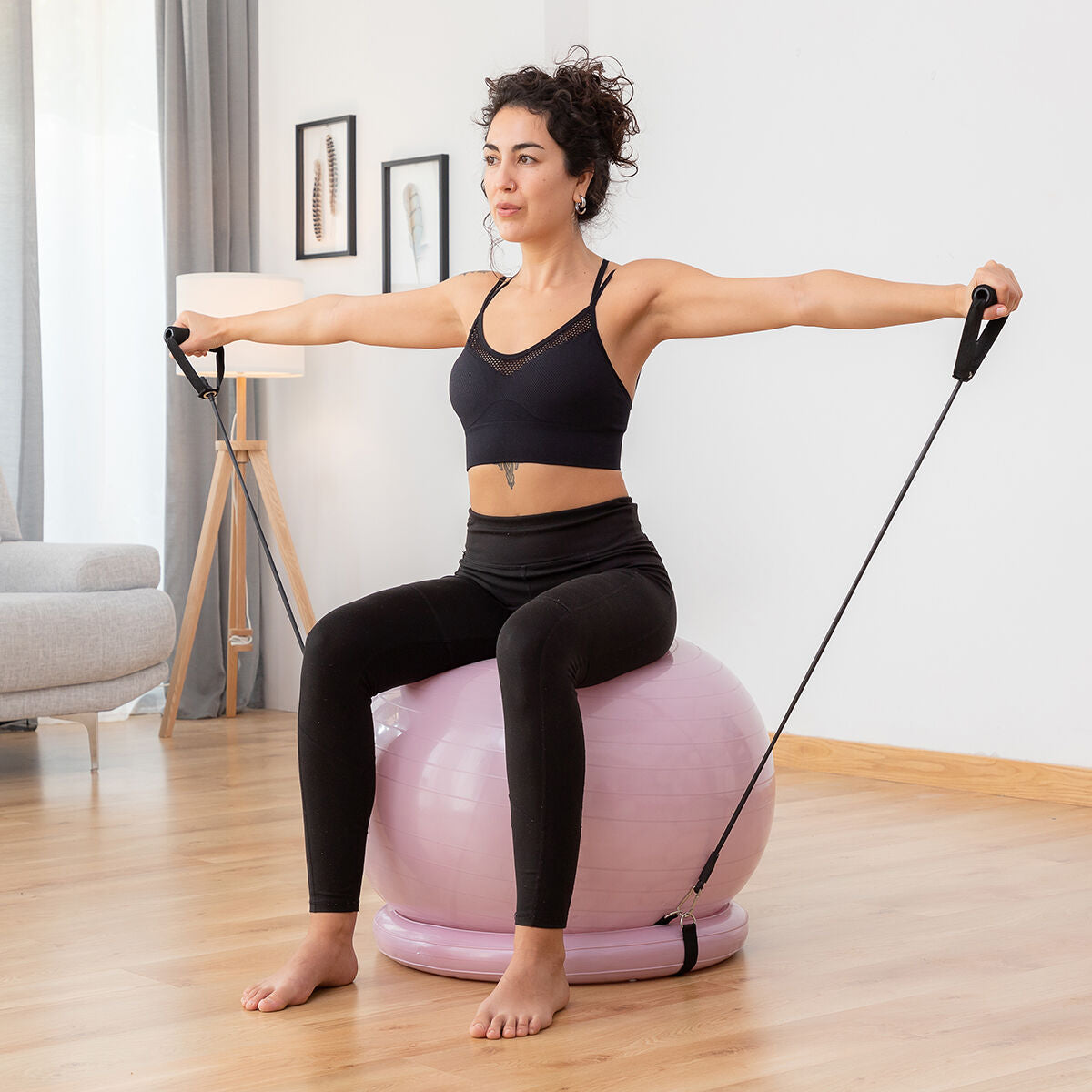 Yogaball mit Stabilitätsring und Widerstandsbändern Ashtanball InnovaGoods 