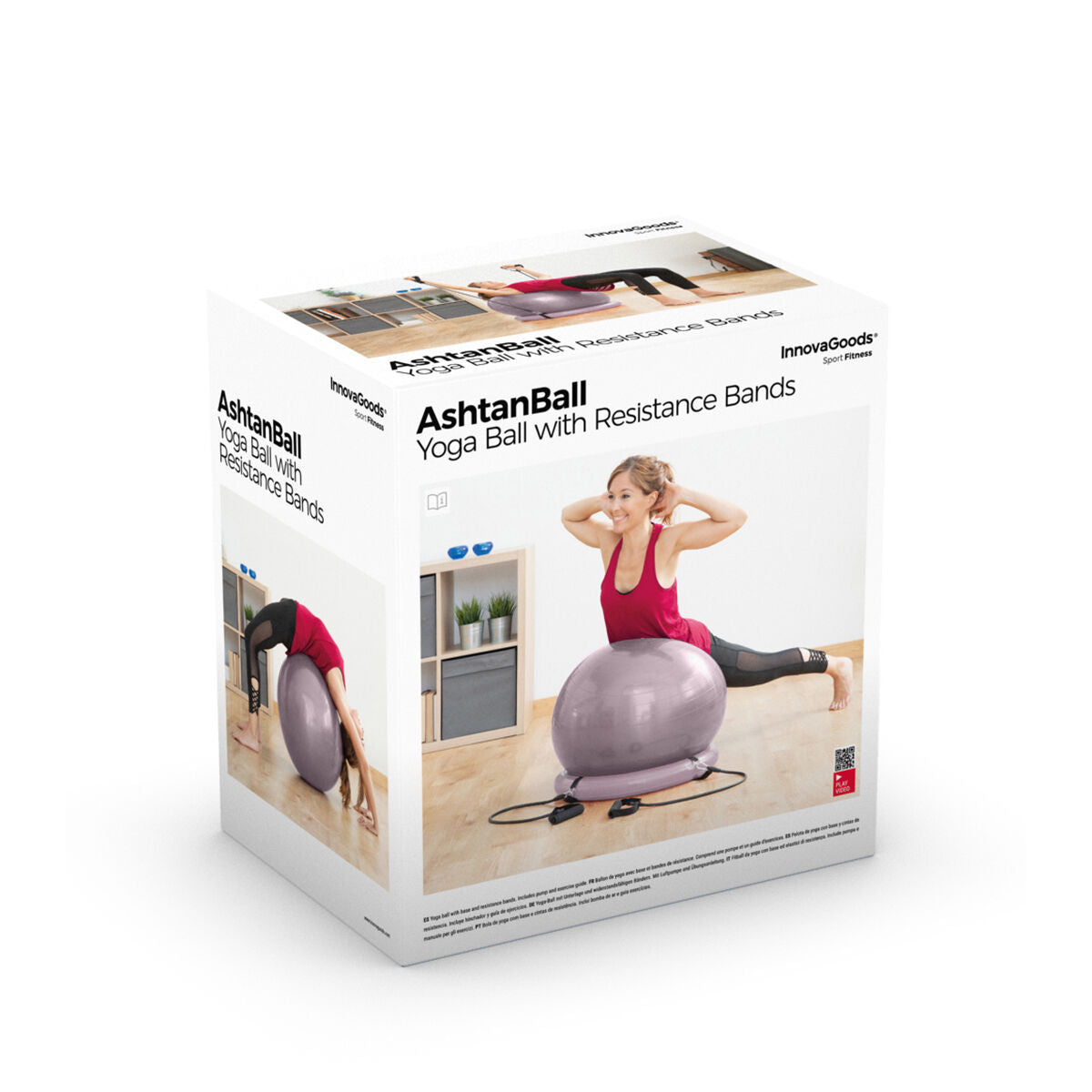 Yogaball mit Stabilitätsring und Widerstandsbändern Ashtanball InnovaGoods 