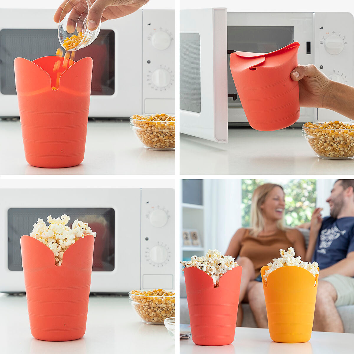 Popbox InnovaGoods faltbare Popcornschalen aus Silikon (2er-Pack) 