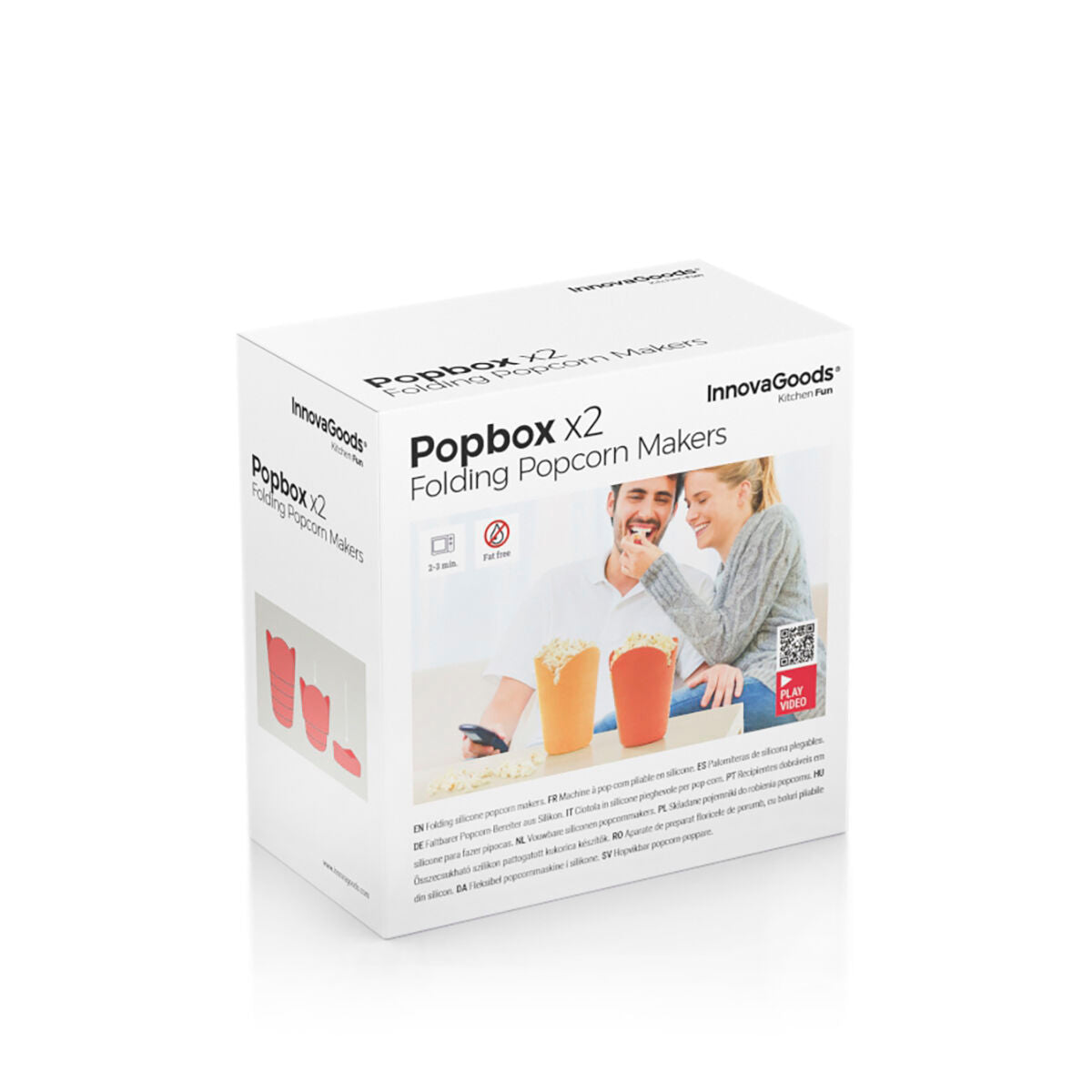 Popbox InnovaGoods faltbare Popcornschalen aus Silikon (2er-Pack) 
