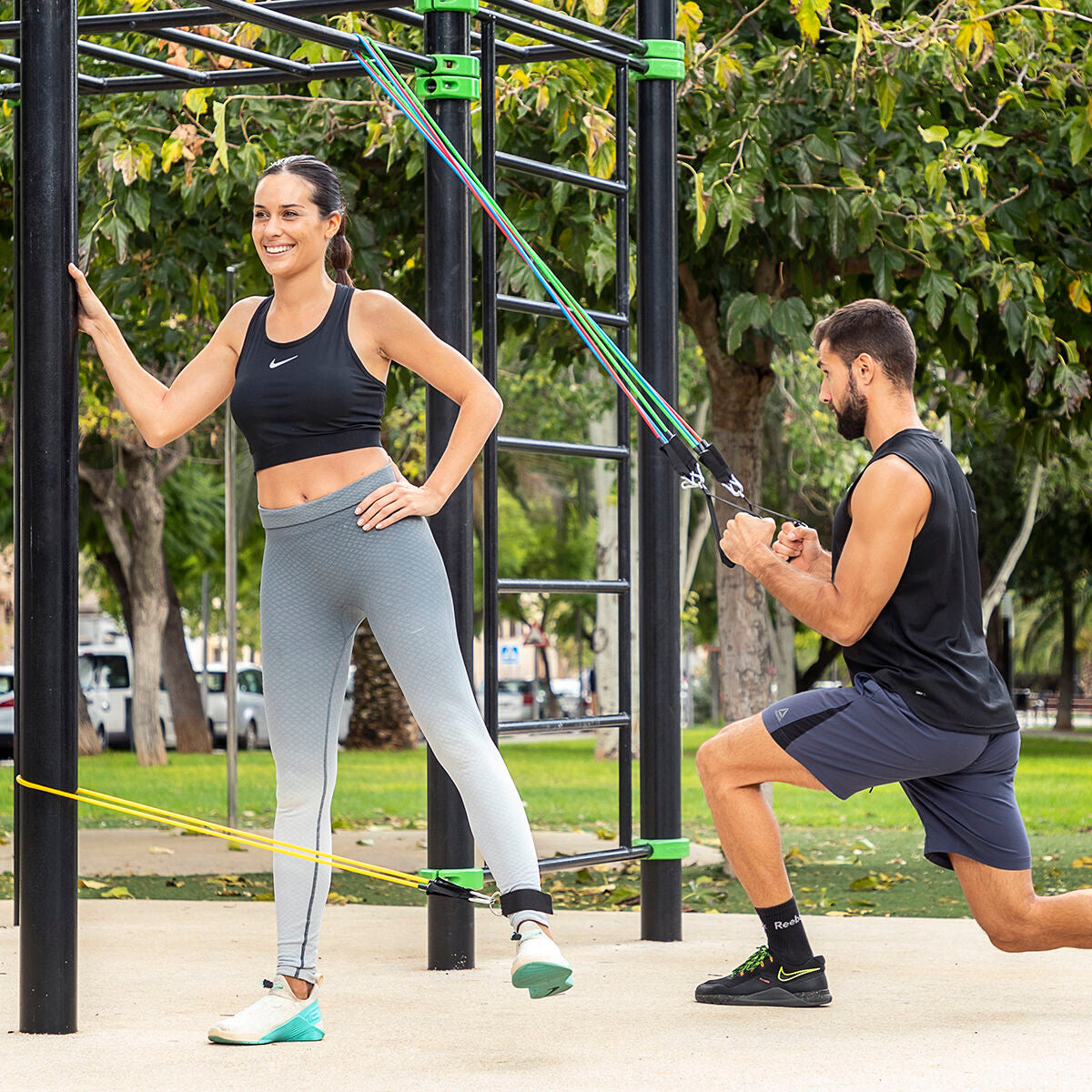 Widerstandsbänder-Set mit Zubehör und Trainingsanleitung Rebainer InnovaGoods (5er-Pack) 