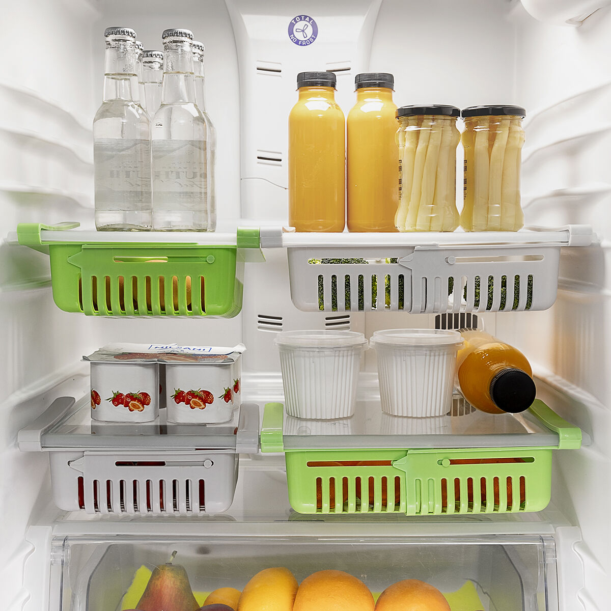 Verstellbare Aufbewahrung für Friwer InnovaGoods Kühlschrank (2er-Pack) 