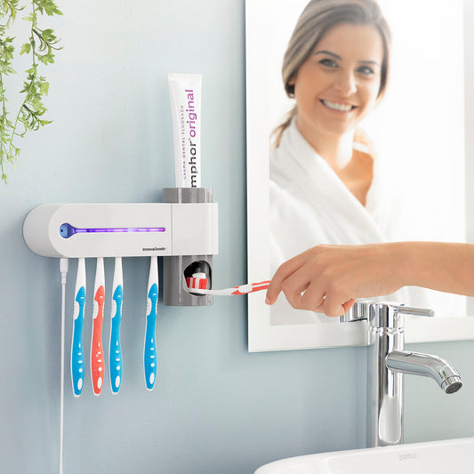 UV-Zahnbürstensterilisator mit Halter und Zahnpastaspender Smiluv InnovaGoods 