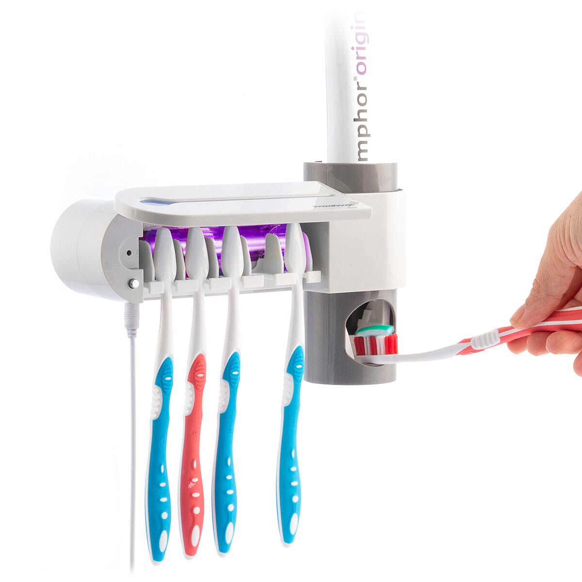 Esterilizador UV de Cepillos Dentales con Soporte y Dispensador de Dentífrico Smiluv InnovaGoods