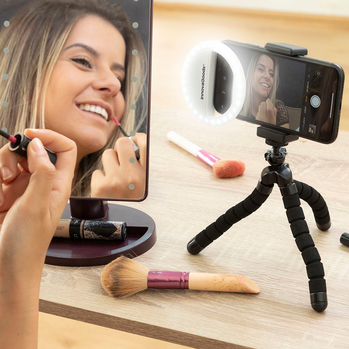 Wiederaufladbares Selfie-Ringlicht Instahoop InnovaGoods 