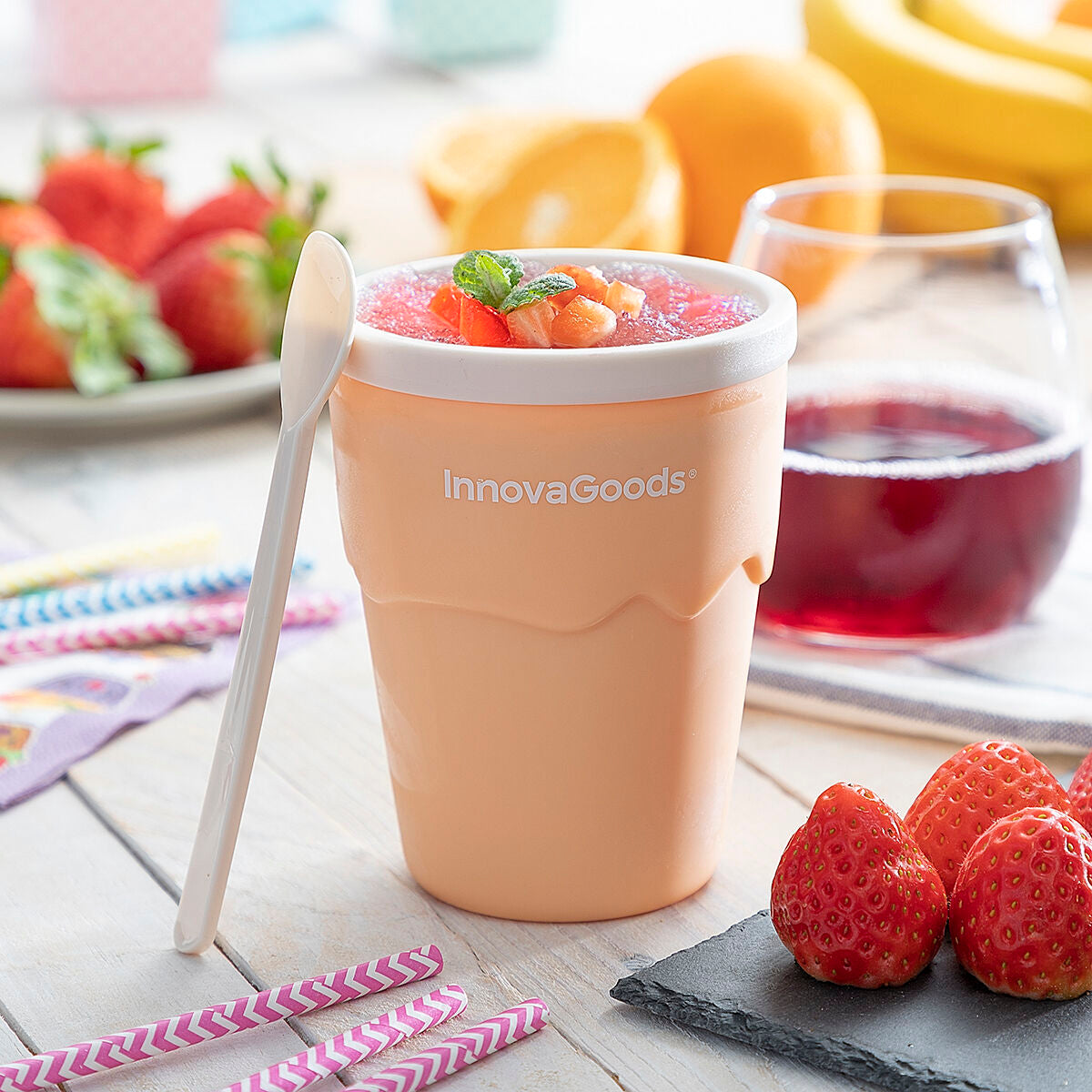 Vaso para Hacer Helados y Granizados con Recetas Frulsh InnovaGoods