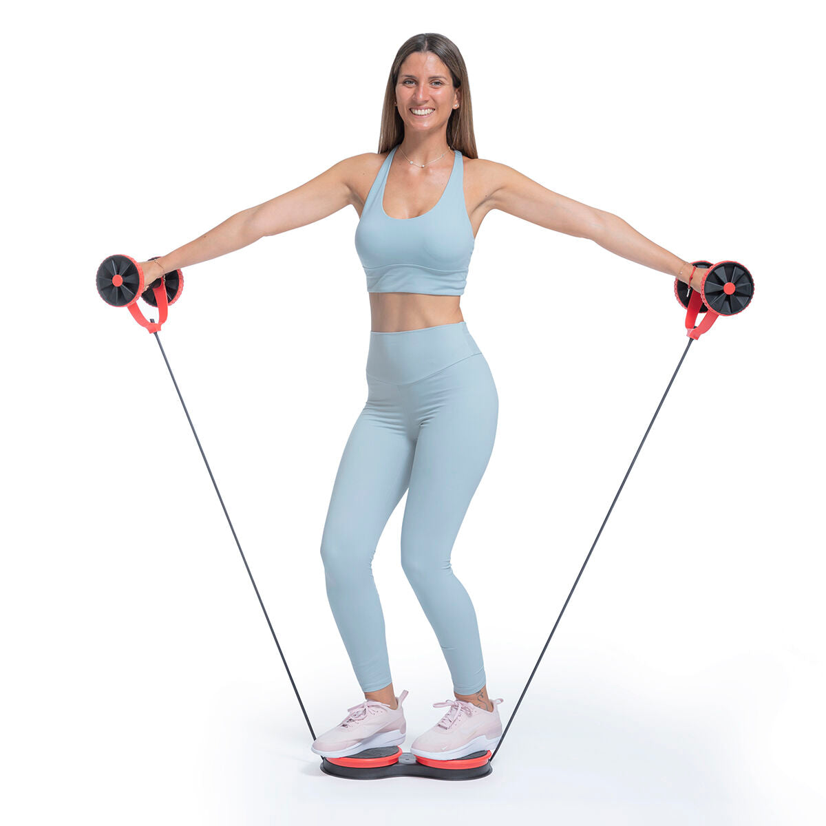 Abdominal Roller with Rotating Discs, Elastic Bands and Exercise Guide Twabanarm InnovaGoods