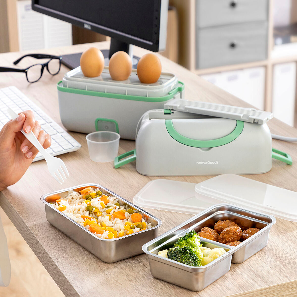 3 in 1 elektrische Dampf-Lunchbox mit Rezepten Beneam InnovaGoods 