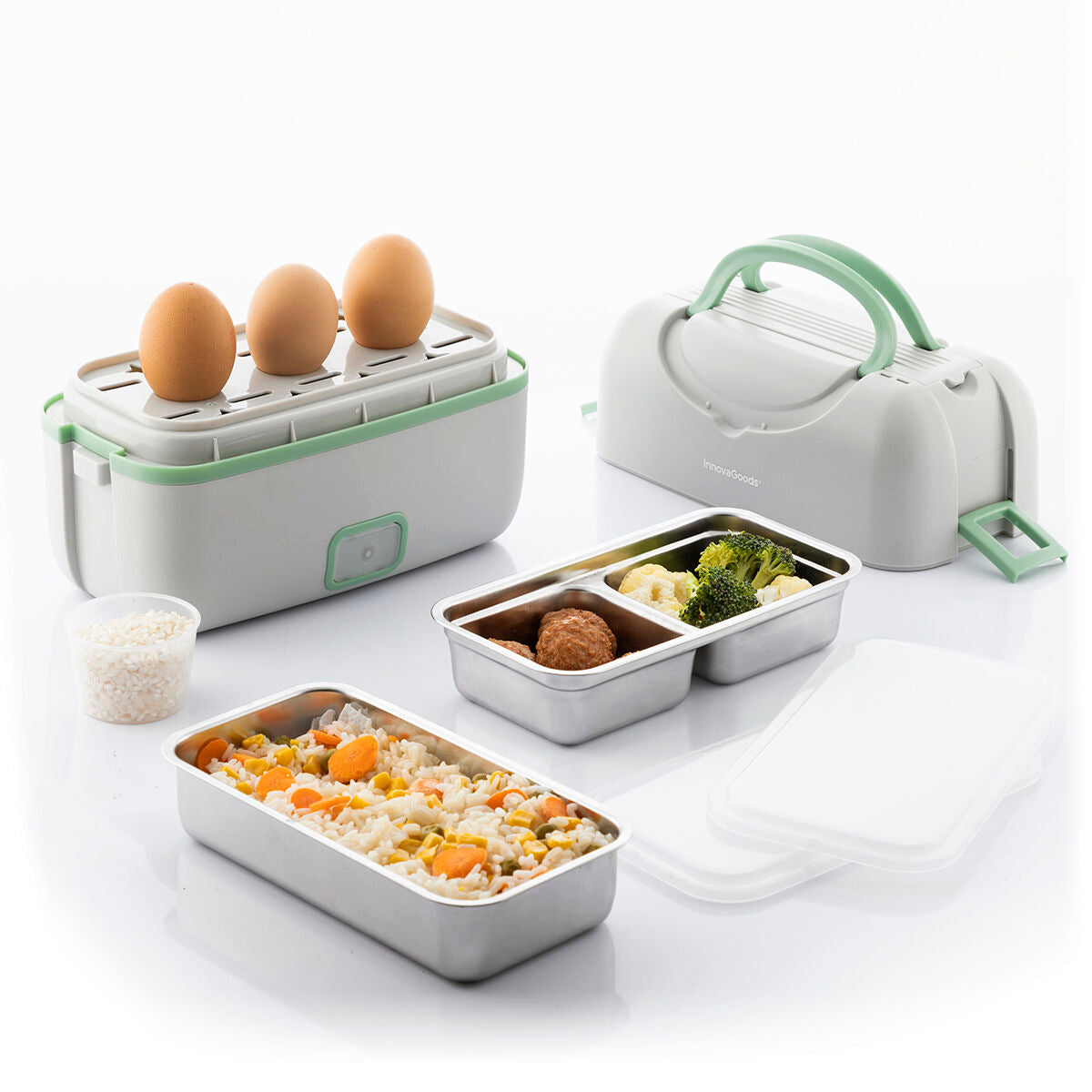 3 in 1 elektrische Dampf-Lunchbox mit Rezepten Beneam InnovaGoods 
