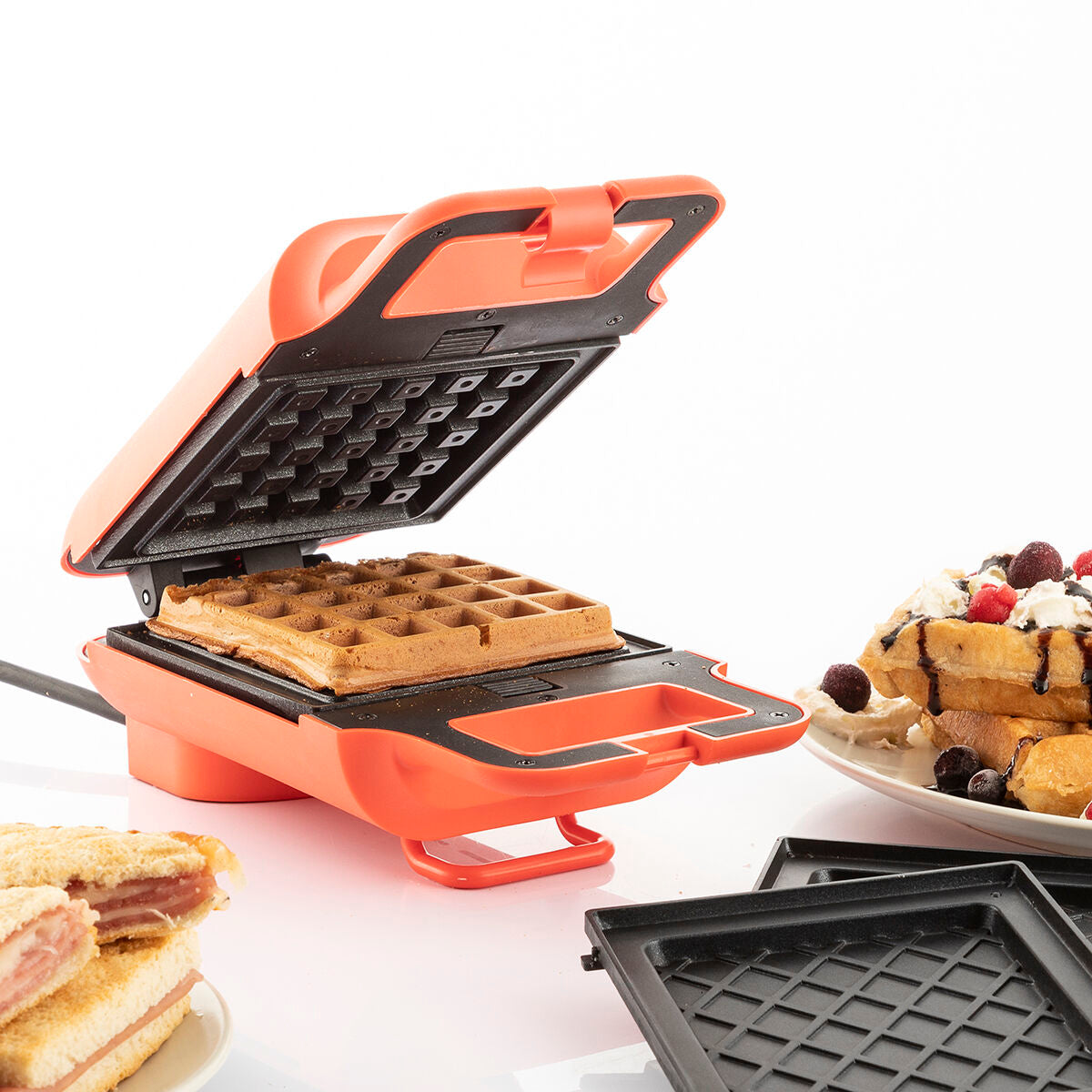 2 in 1 Waffel- und Sandwichmaker mit Rezepten Wafflicher InnovaGoods 