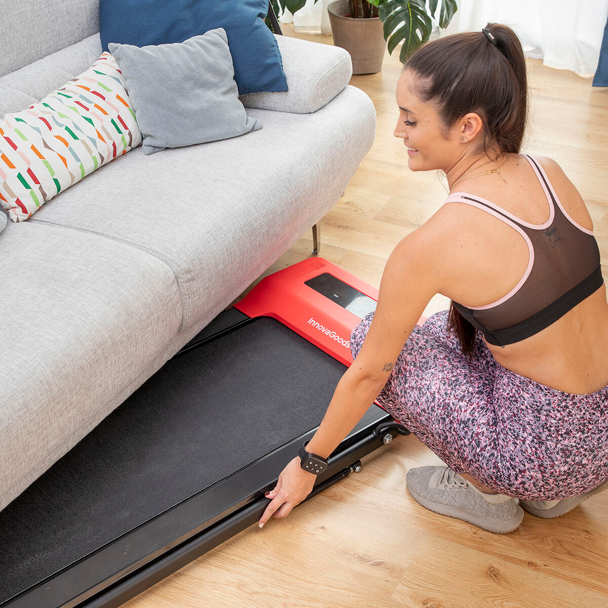 Zusammenklappbares Geh- und Laufband mit Lautsprechern und Fernbedienung. Uhr Foljog InnovaGoods 