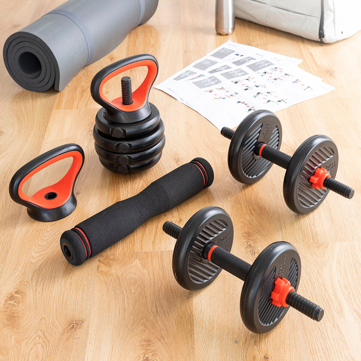 Set de Pesas Ajustables 6 en 1 con Guía de Ejercicios Sixfit InnovaGoods