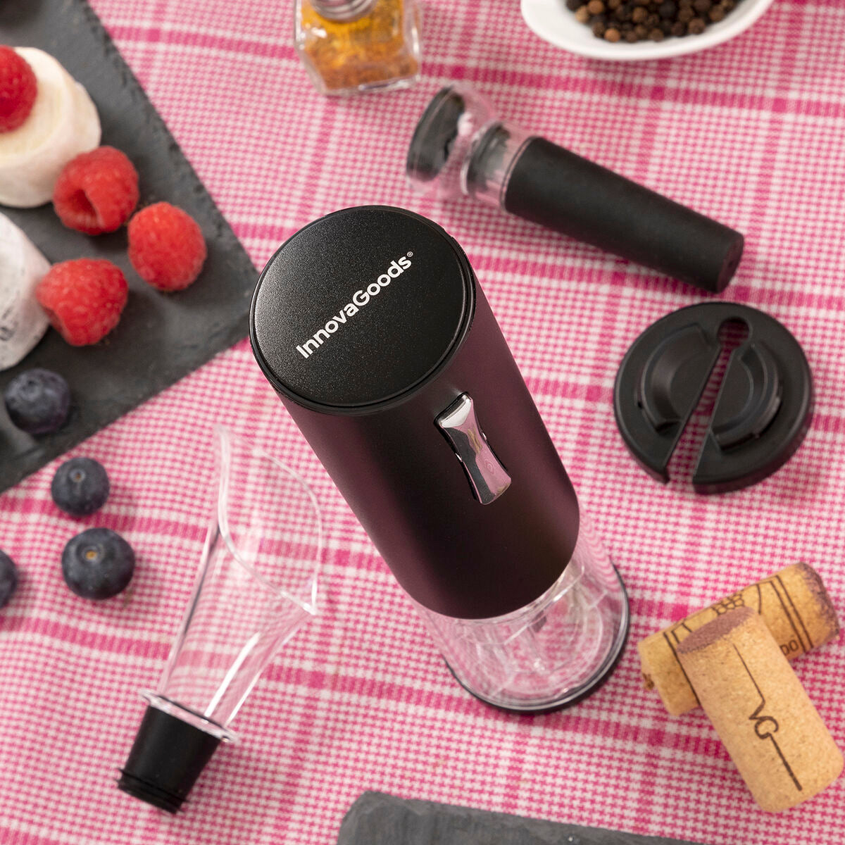 Tire-bouchon Électrique Rechargeable avec Accessoires pour le Vin Corklux InnovaGoods