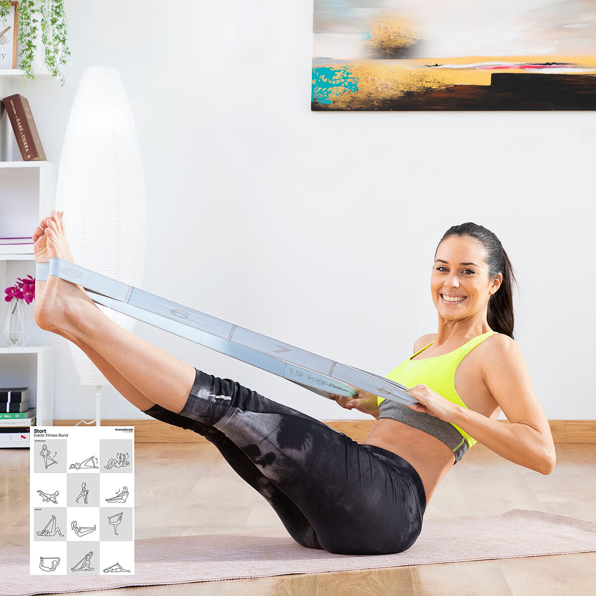 Banda Elástica Fitness para Estiramientos con Guía de Ejercicios Stort InnovaGoods